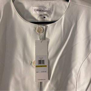 Calvin Klein Women's Mid Button Up Faux Leather / Polyester White Blazer Size 14